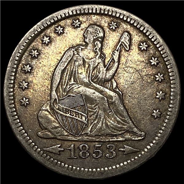 1853 Arrows Seated Liberty Quarter NEARLY  UNCIRCULATED