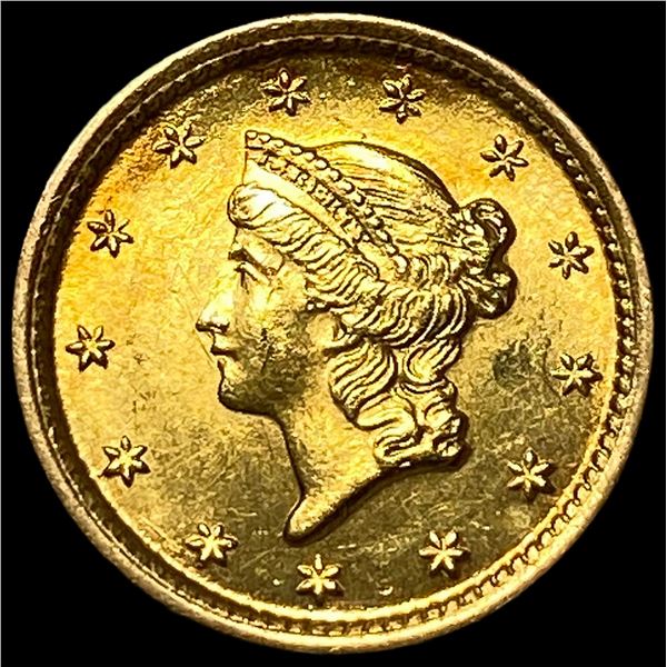1853 Gold $1 Indian Princess Type 1 CHOICE BU