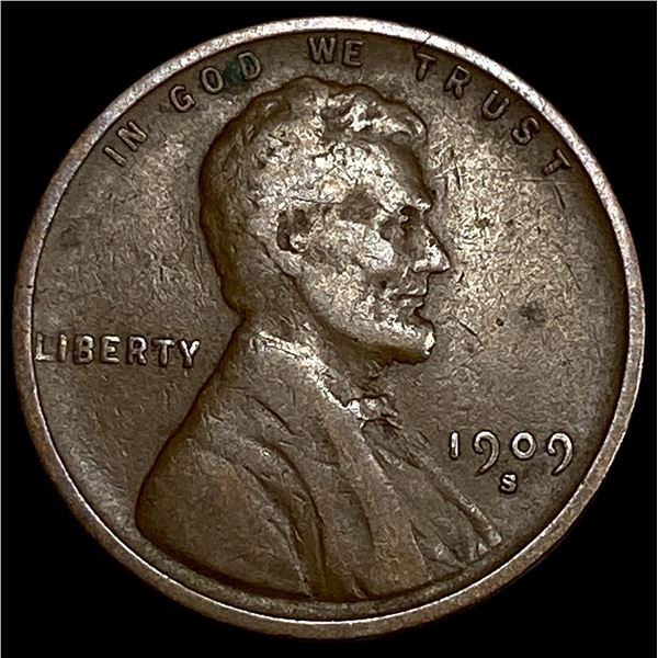 1909-S Lincoln Wheat Cent ABOUT UNCIRCULATED