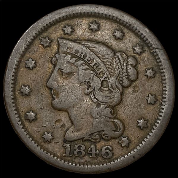 1846 Braided Hair Large Cent LIGHTLY  CIRCULATED