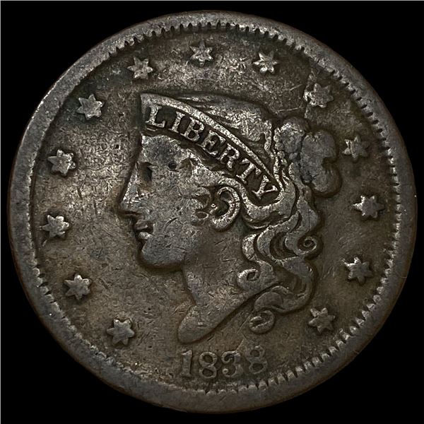 1838 Coronet Head Large Cent LIGHTLY  CIRCULATED