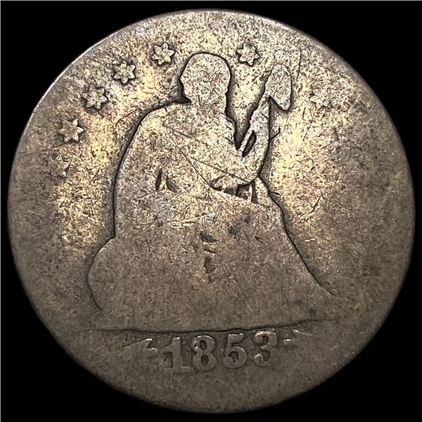 1853 Arrows Seated Liberty Quarter LIGHTLY  CIRCULATED