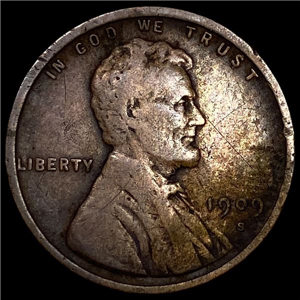1909-S Lincoln Wheat Cent LIGHTLY CIRCULATED