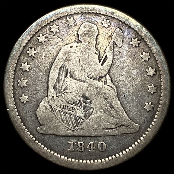 1840-O Silver Seated Liberty Quarter LIGHTLY  CIRCULATED