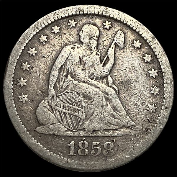 1858 Seated Liberty Quarter NEARLY  UNCIRCULATED