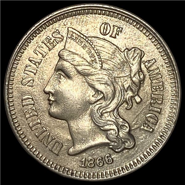 1866 Nickel Three-Cent Piece CHOICE AU