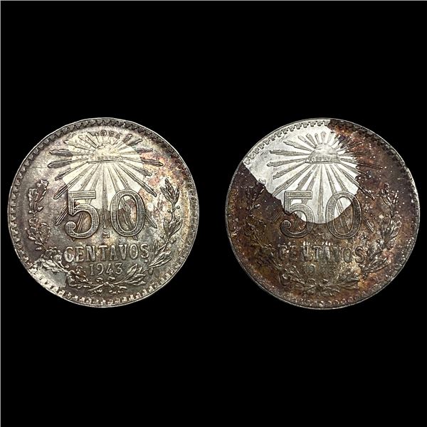 1943 Mexico Silver 50 Centavos M CLOSELY  UNCIRCULATED