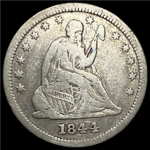 1844 Silver Seated Liberty Quarter LIGHTLY  CIRCULATED