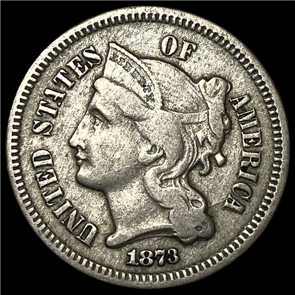 1873 Nickel Three-Cent Piece NEARLY  UNCIRCULATED