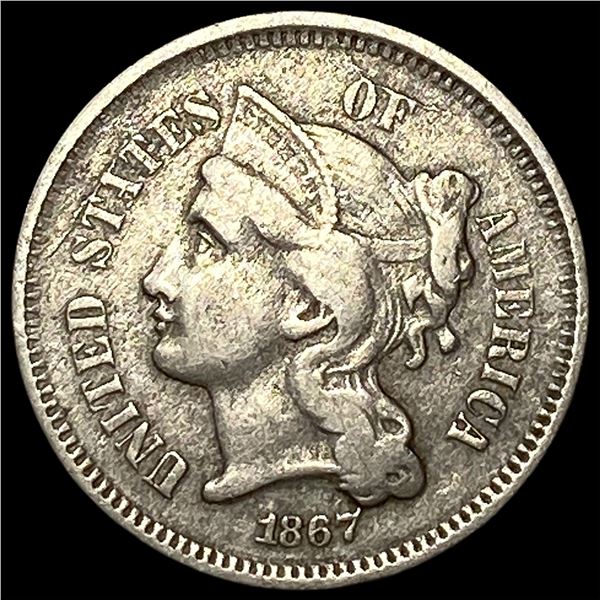1867 Nickel Three-Cent Piece LIGHTLY  CIRCULATED