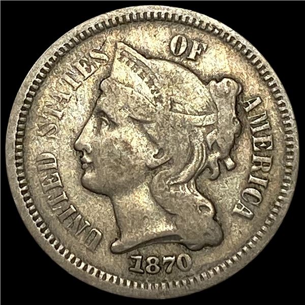 1870 Nickel Three-Cent Piece LIGHTLY  CIRCULATED