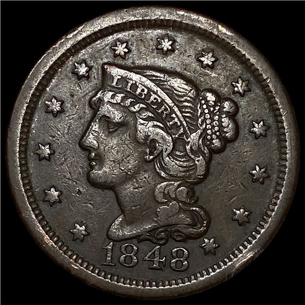 1848 Braided Hair Large Cent ABOUT  UNCIRCULATED