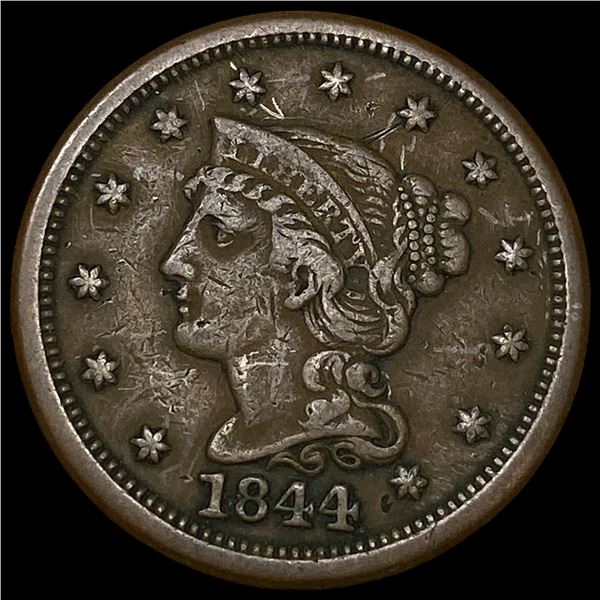 1844 Braided Hair Large Cent ABOUT  UNCIRCULATED