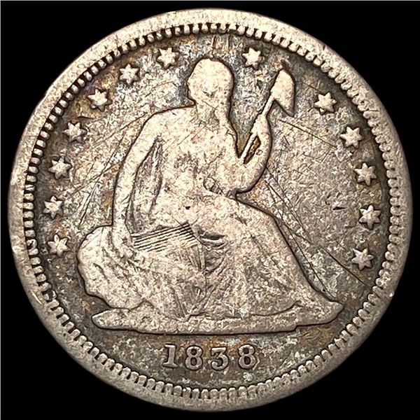 1838-O Silver Seated Liberty Quarter LIGHTLY  CIRCULATED
