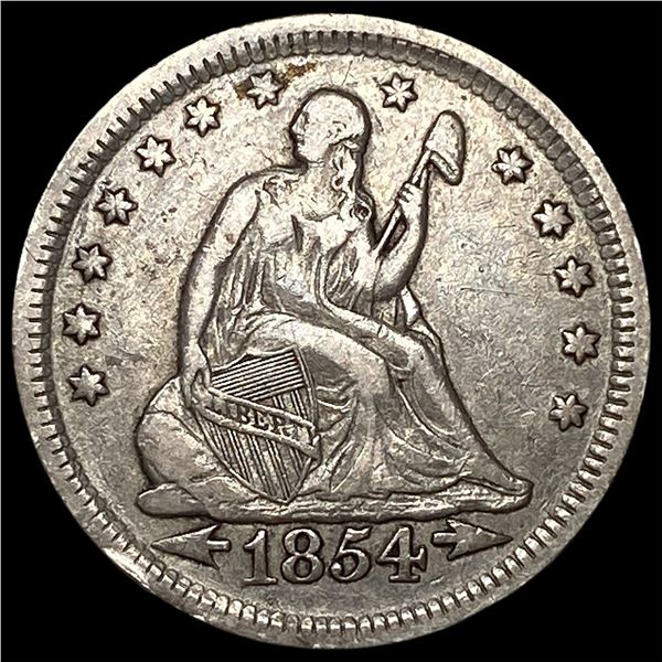 1854 Arrows Seated Liberty Quarter NEARLY  UNCIRCULATED