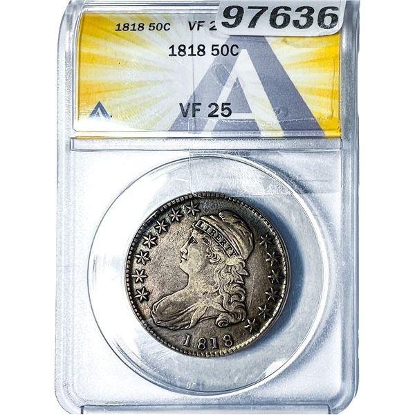 1818 Capped Bust Half Dollar ANACS VF25