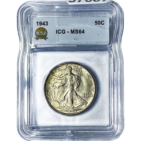 1943 Walking Liberty Half Dollar ICG MS64