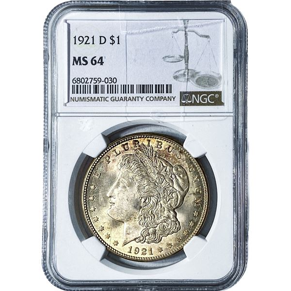 1921-D Morgan Silver Dollar NGC MS64