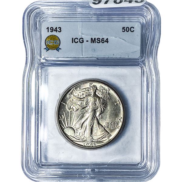 1943 Walking Liberty Half Dollar ICG MS64