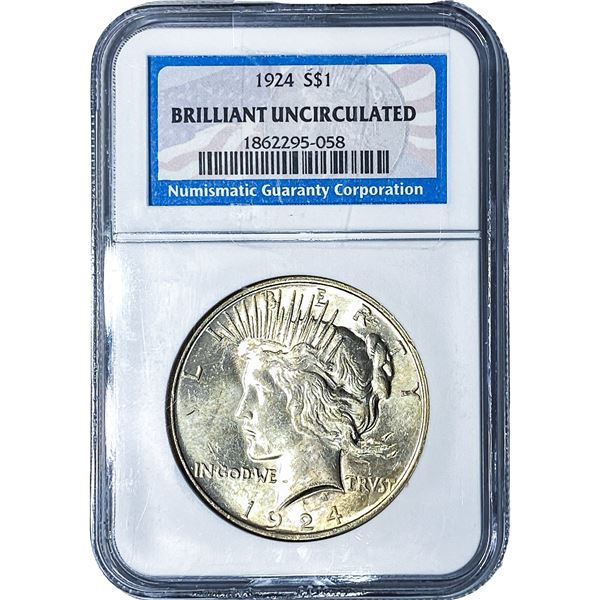 1924 Silver Peace Dollar NGC BU