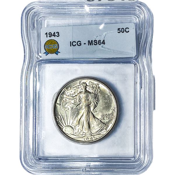 1943 Walking Liberty Half Dollar ICG MS64
