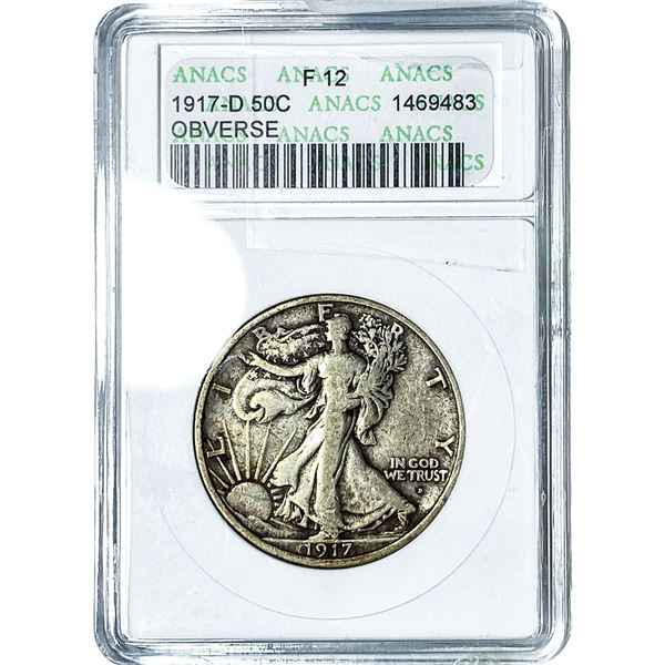 1917-D Walking Liberty Half Dollar ANACS F12