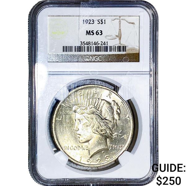 1923 Silver Peace Dollar NGC MS63