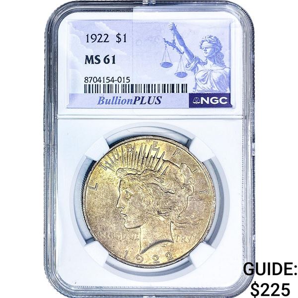 9 Silver Peace Dollar NGC MS61