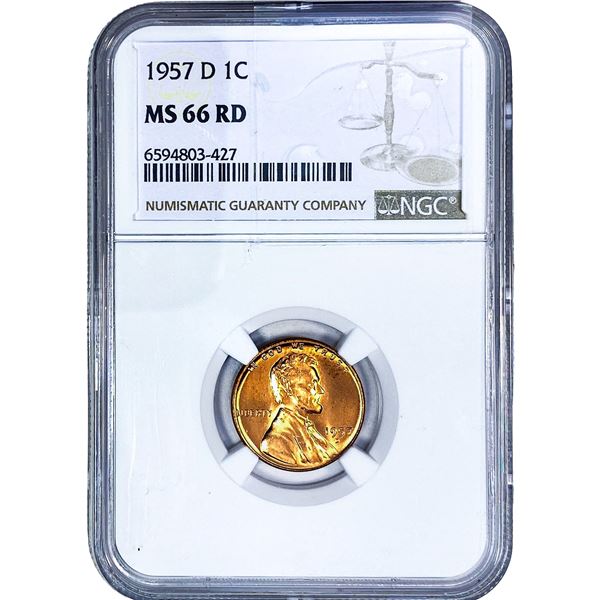 1957-D Wheat Cent NGC MS66 RD