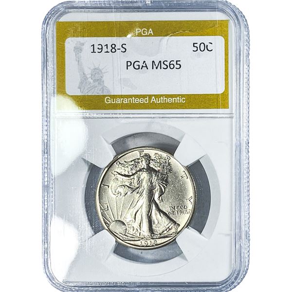 1918-S Walking Liberty Half Dollar PGA MS65