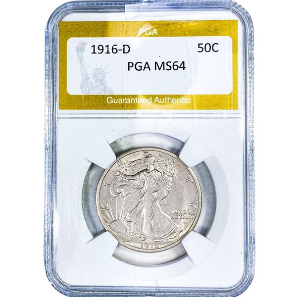 1916-D Walking Liberty Half Dollar PGA MS64