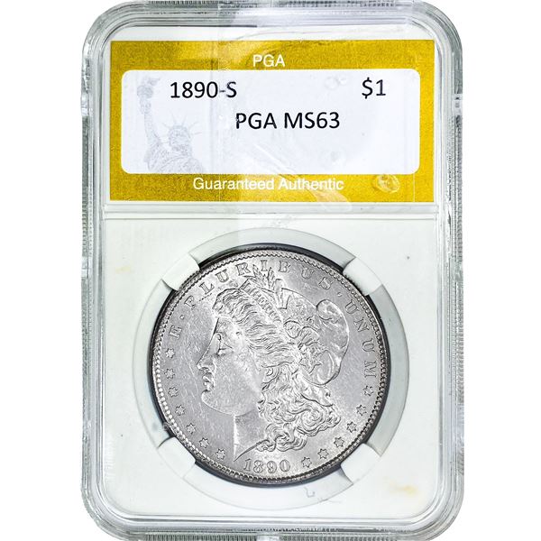 1890-S Morgan Silver Dollar PGA MS63