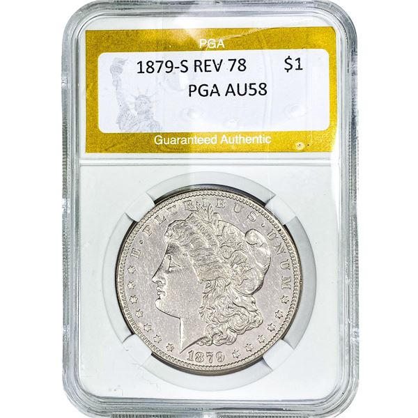1879-S Rev 78 Morgan Silver Dollar PGA AU58