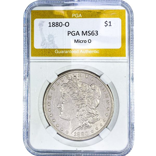 1880-O Morgan Silver Dollar PGA MS63 Micro O