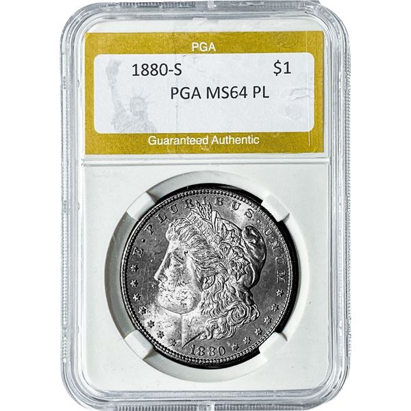 1880-S Morgan Silver Dollar PGA MS64 PL