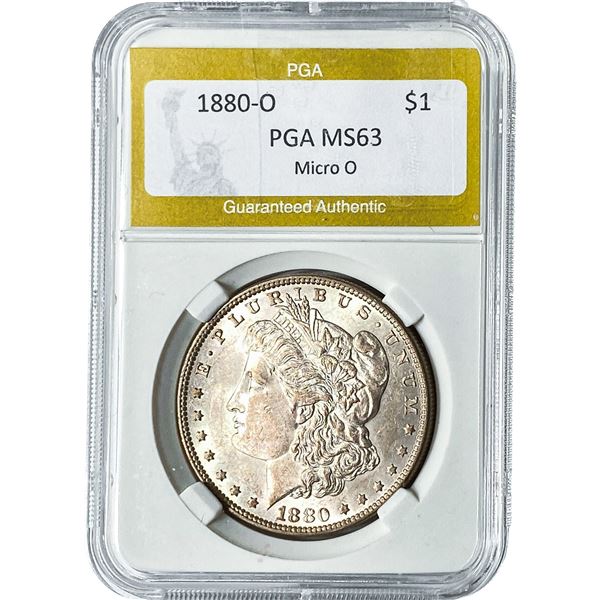 1880-O Morgan Silver Dollar PGA MS63 Micro O