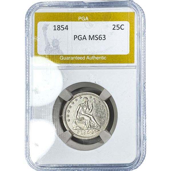 1854 Seated Liberty Quarter PGA MS63