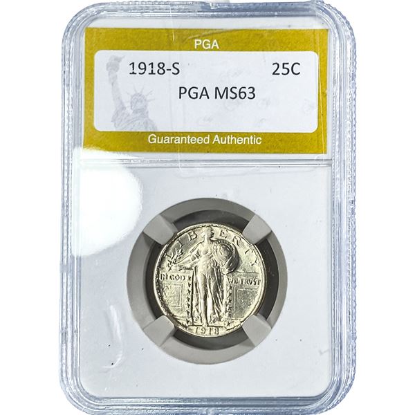 1918-S Standing Liberty Quarter PGA MS63
