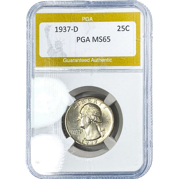 1937-D Washington Silver Quarter PGA MS65