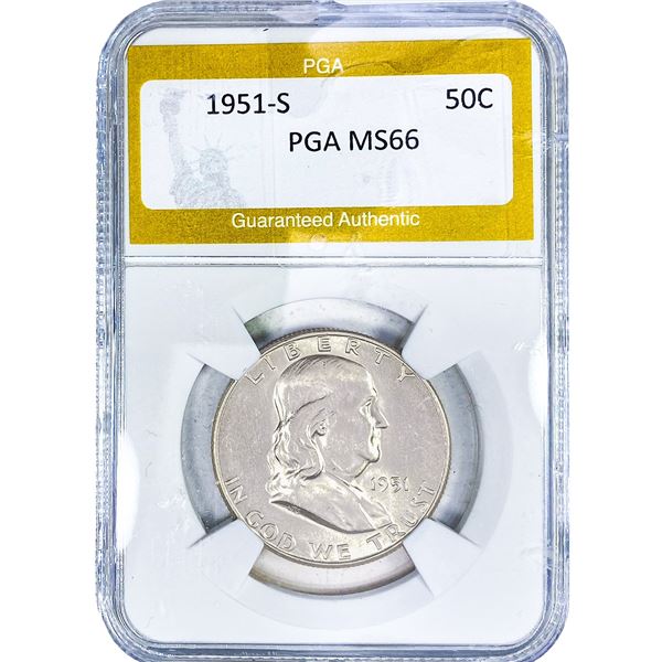 1951-S Franklin Half Dollar PGA MS66