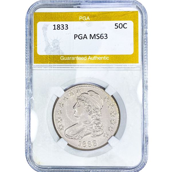 1833 Capped Bust Half Dollar PGA MS63