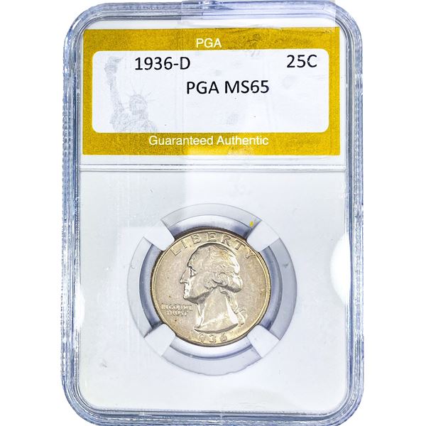 1936-D Washington Silver Quarter PGA MS65