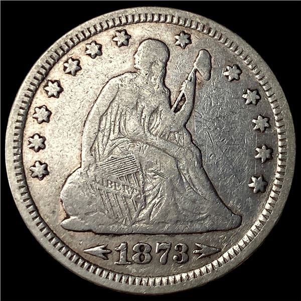 1873 Arrows Seated Liberty Quarter NEARLY  UNCIRCULATED