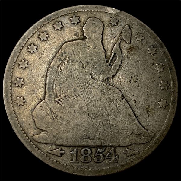 1854 Arrows Seated Liberty Half Dollar  LIGHTLY CIRCULATED
