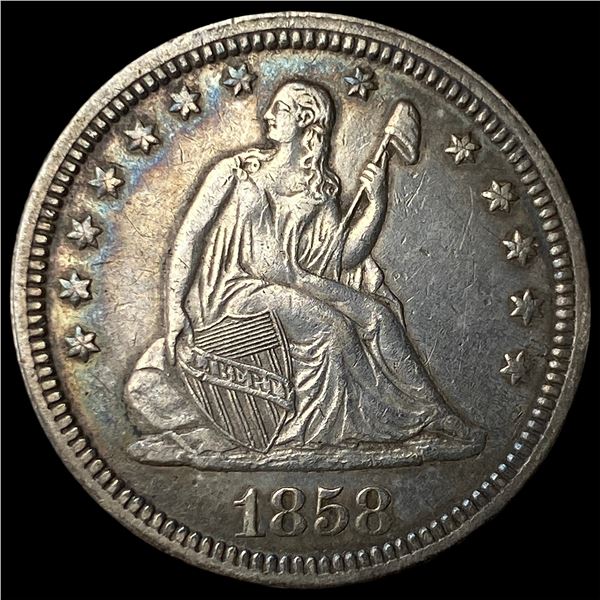1858 Seated Liberty Quarter CHOICE AU