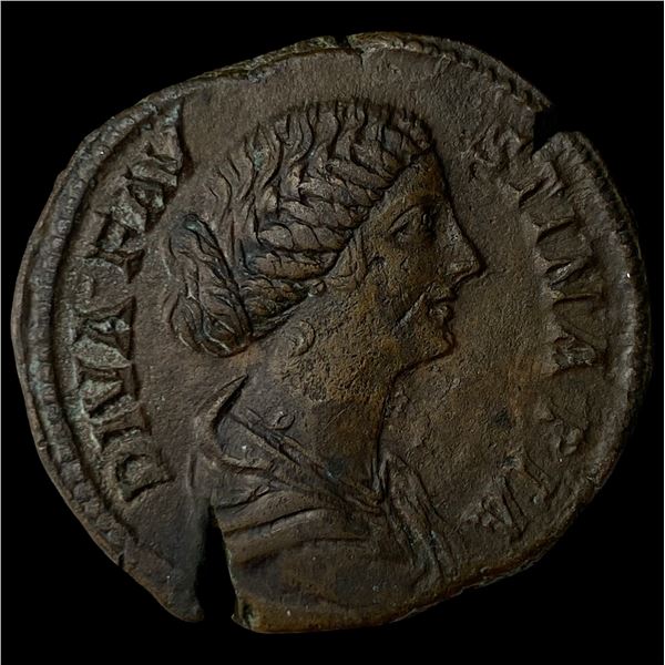 Roman Empire Diva Faustina I AE Sestertius  141 AD CLOSELY UNCIRCULATED