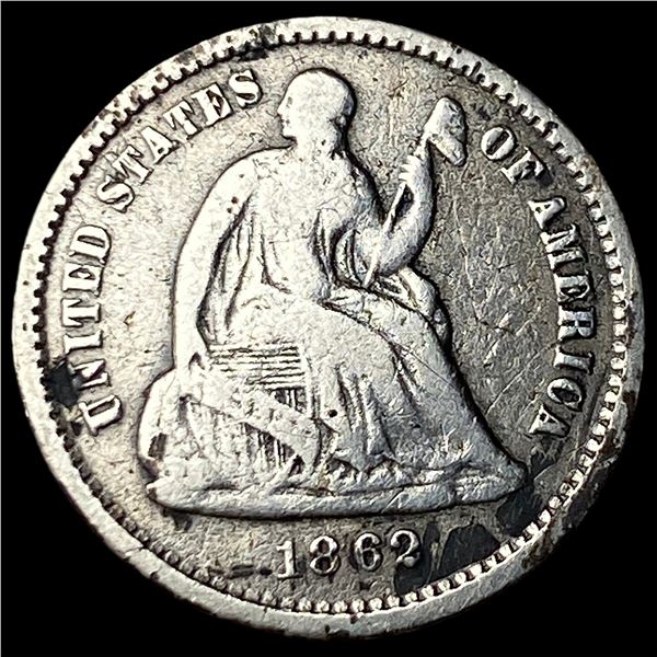 1862 Silver Half Dime NEARLY UNCIRCULATED