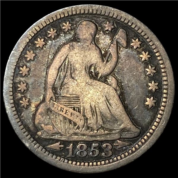 1853 Arrows Seated Liberty Half Dime NEARLY  UNCIRCULATED