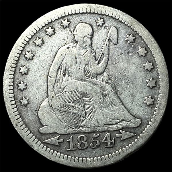 1854 Arrows Seated Liberty Quarter LIGHTLY  CIRCULATED