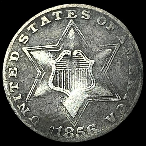 1856 Silver Three-Cent Piece NEARLY  UNCIRCULATED